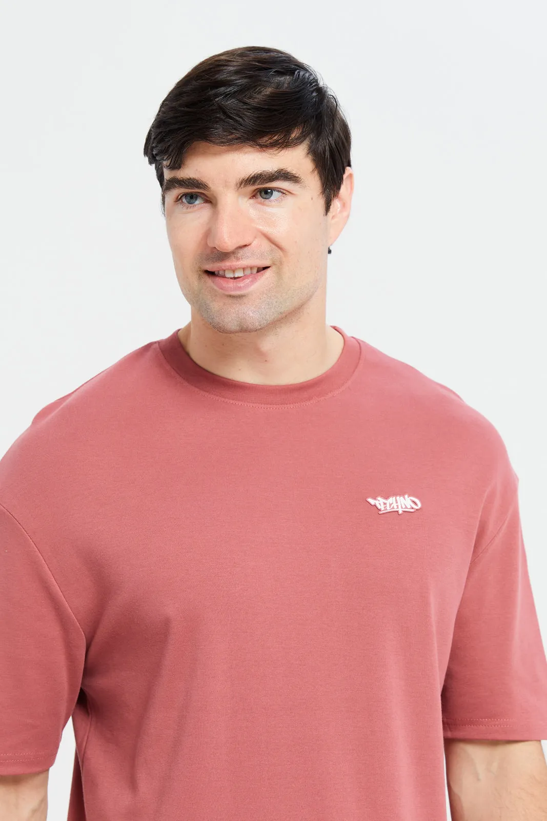 Men Pink Soft Touch Oversize T-Shirt sold by Redtag product image thumbnail 4