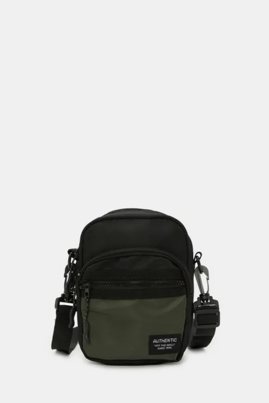 Men Black And Green Plain Crossbody Bag sold by Redtag