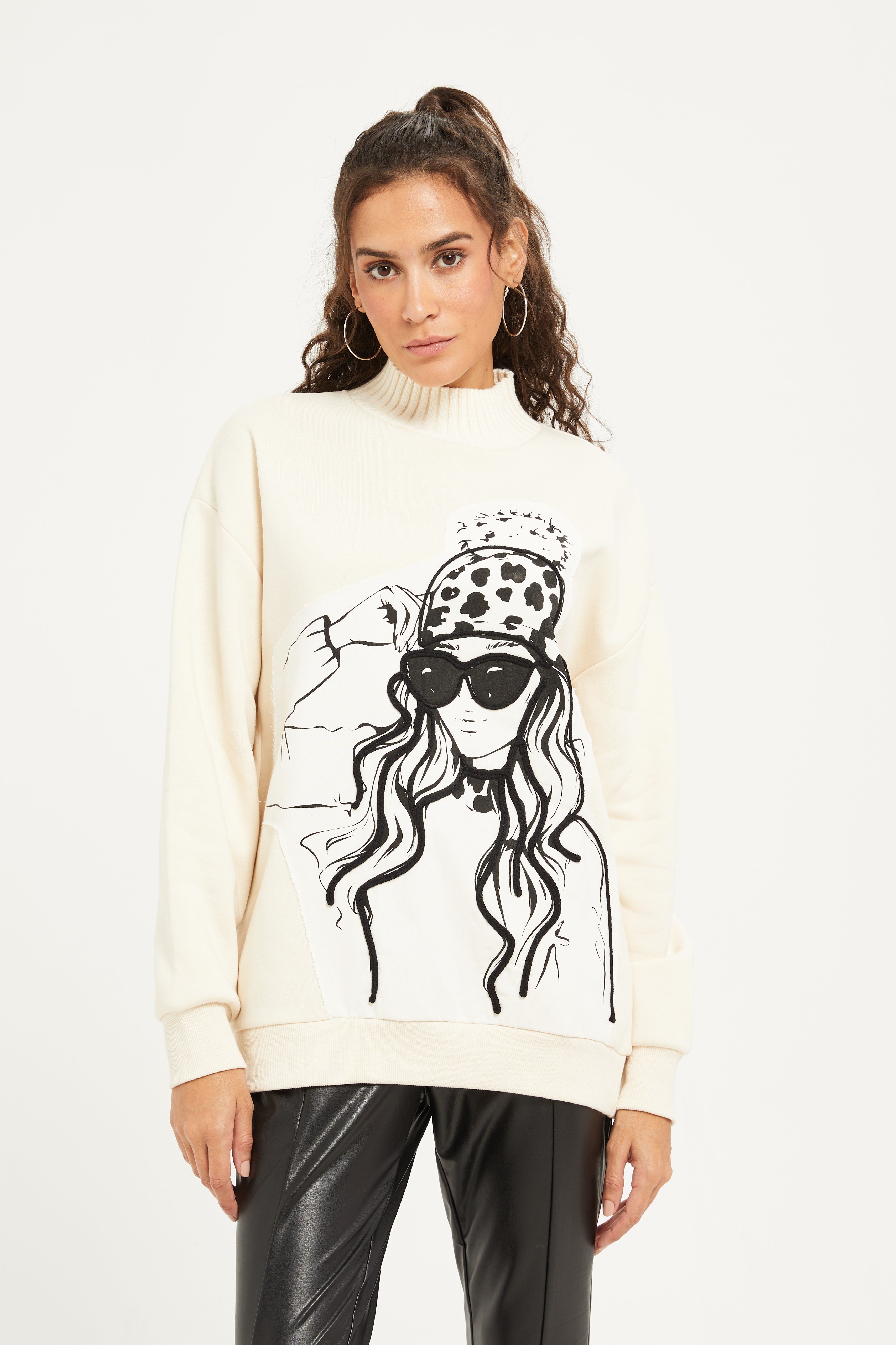 Women Cream Printed Sweatshirt sold by Redtag