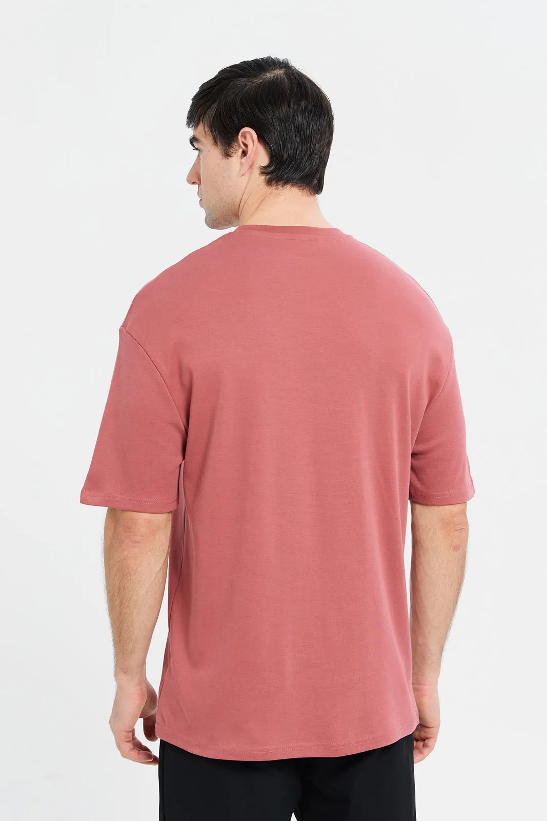 Men Pink Soft Touch Oversize T-Shirt sold by Redtag product image thumbnail 3