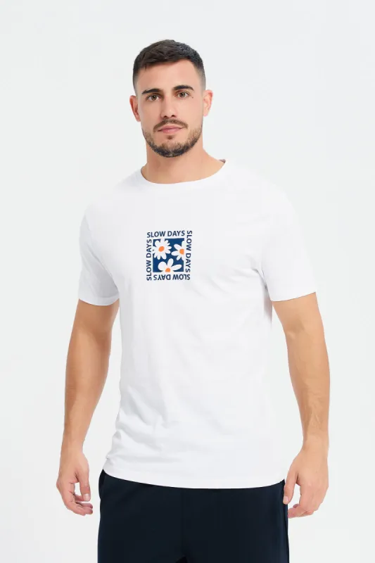 Men Ivory Floral Print T-Shirt sold by Redtag