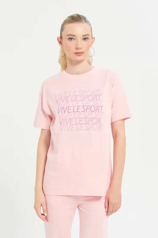 Woman Pink Printed Active T-Shirt sold by Redtag