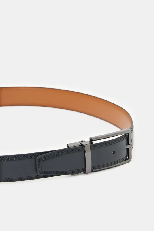 Men Black And Tan Belt With Twist Buckle sold by Redtag