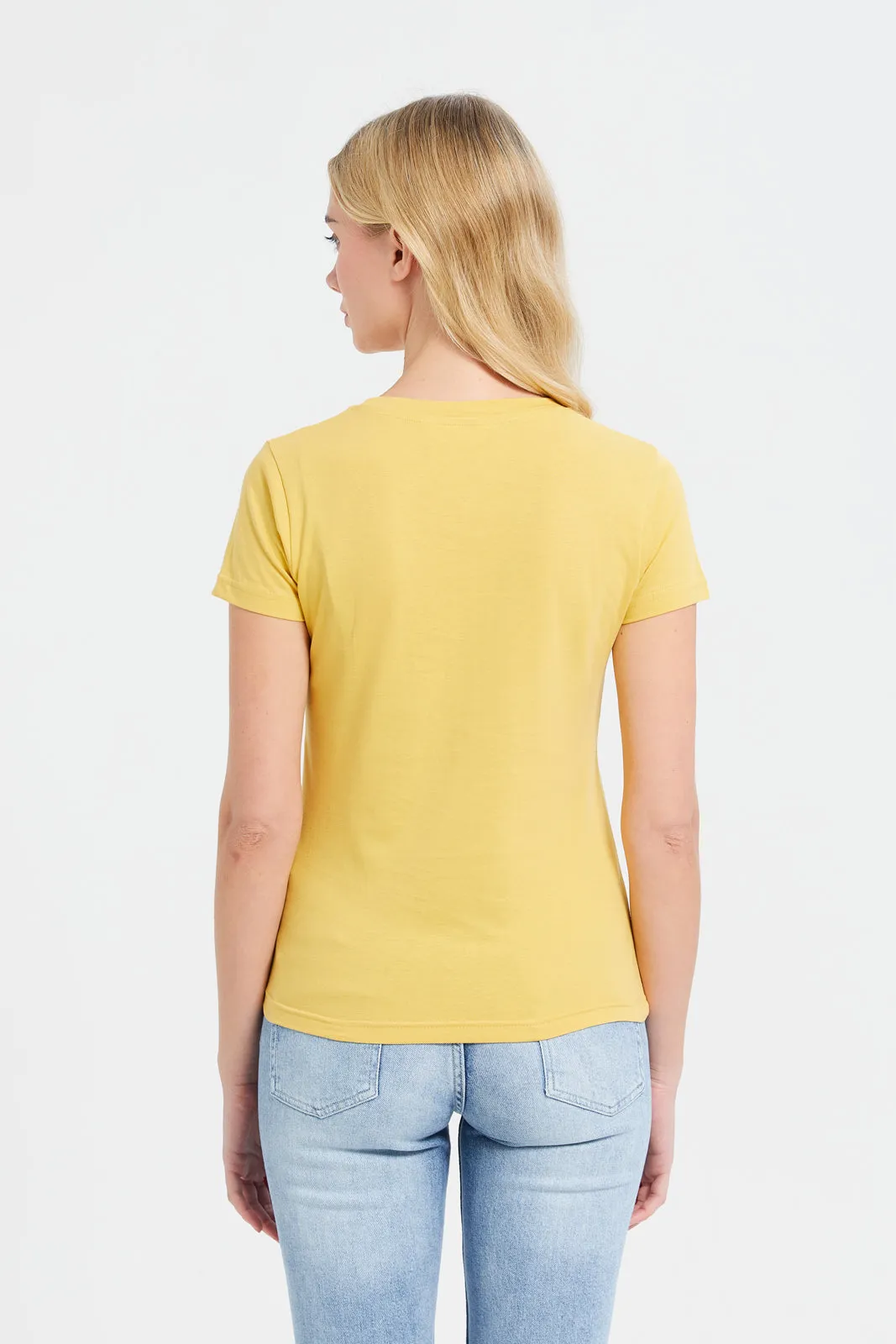 Women Yellow Printed T-Shirt sold by Redtag product image thumbnail 3
