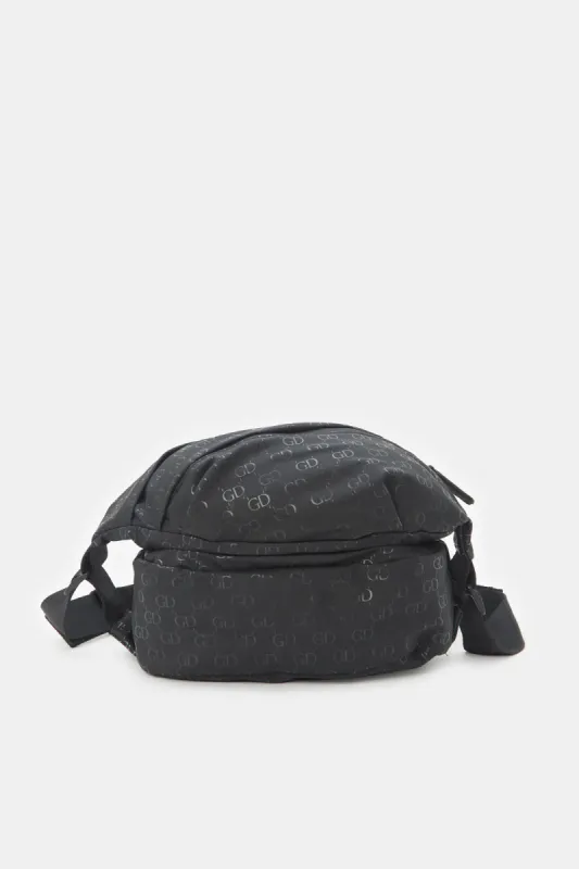 Men Black Printed Sling Bag sold by Redtag