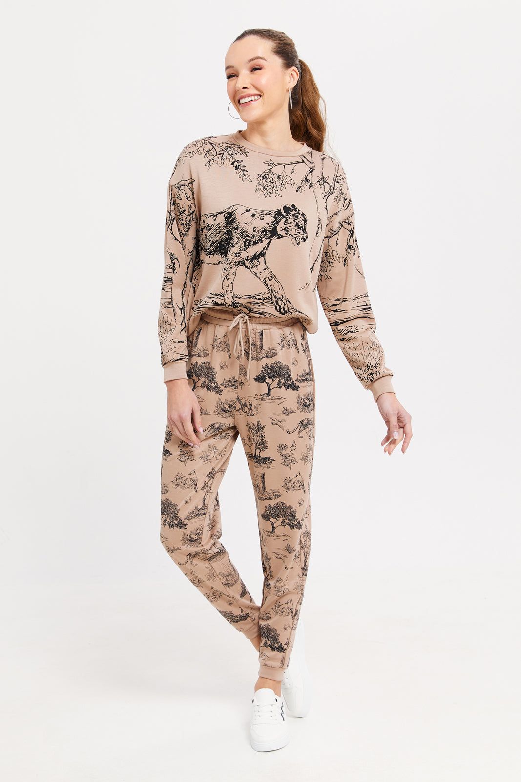 Women Beige Printed Joggers sold by Redtag product image thumbnail 2