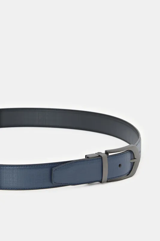 Men Navy And Black Belt With Twist Buckle sold by Redtag