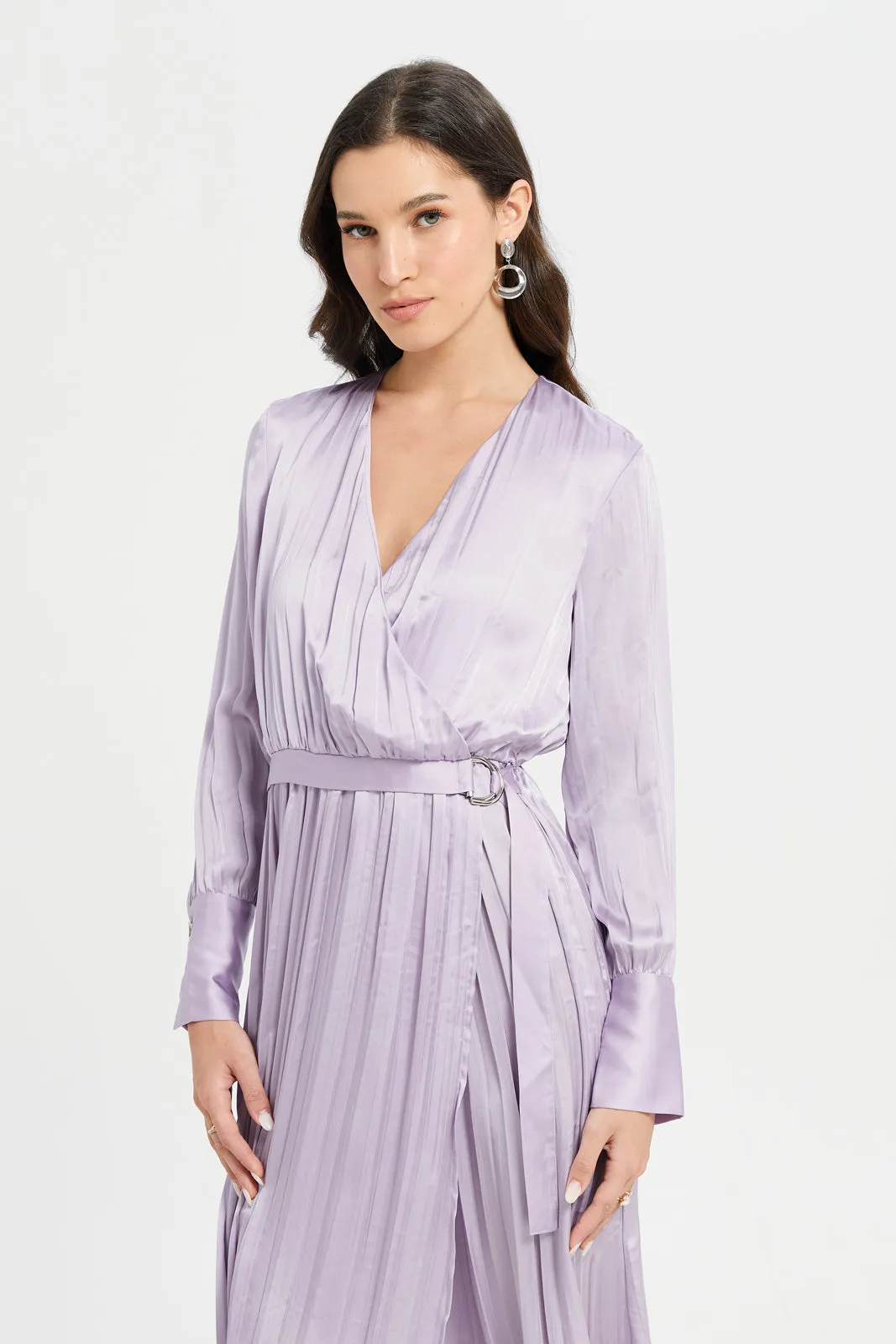 Women Mauve Plain Wrap Crushed Dress sold by Redtag product image thumbnail 2