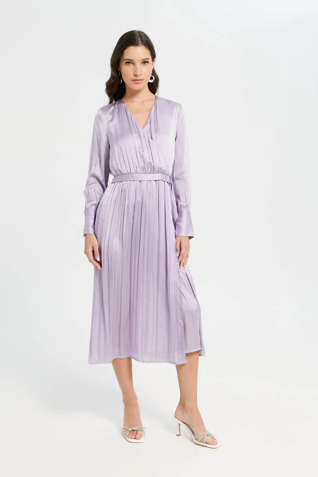 Women Mauve Plain Wrap Crushed Dress sold by Redtag product image thumbnail 4