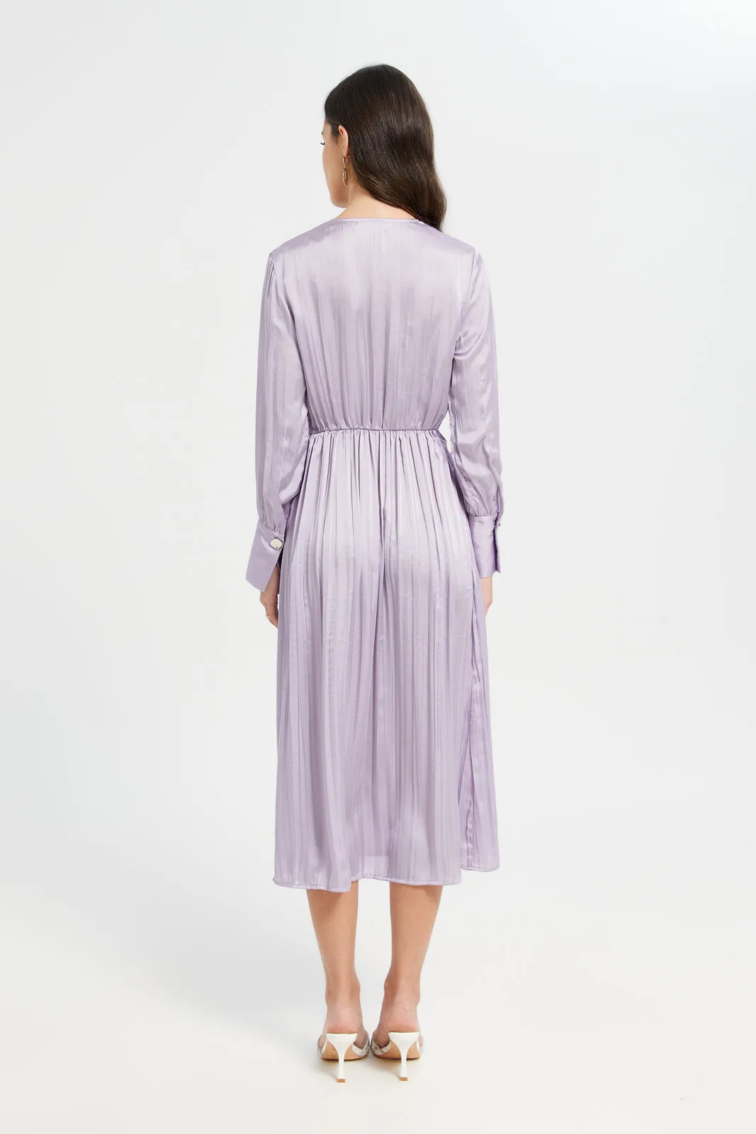 Women Mauve Plain Wrap Crushed Dress sold by Redtag product image thumbnail 3
