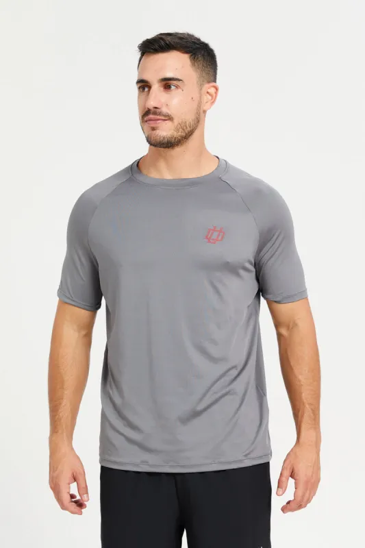 Men Grey Printed Active T-Shirt sold by Redtag