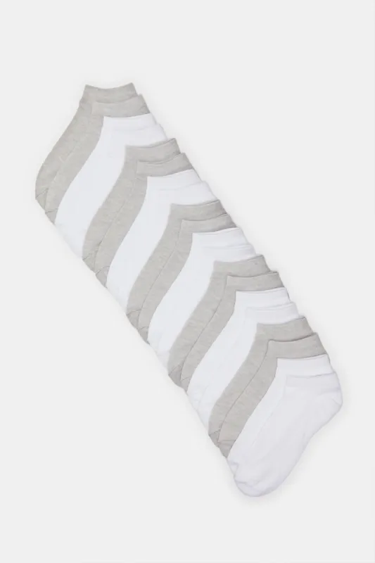 Women White And Grey Basic Ankle Box Socks (10 Pairs) sold by Redtag