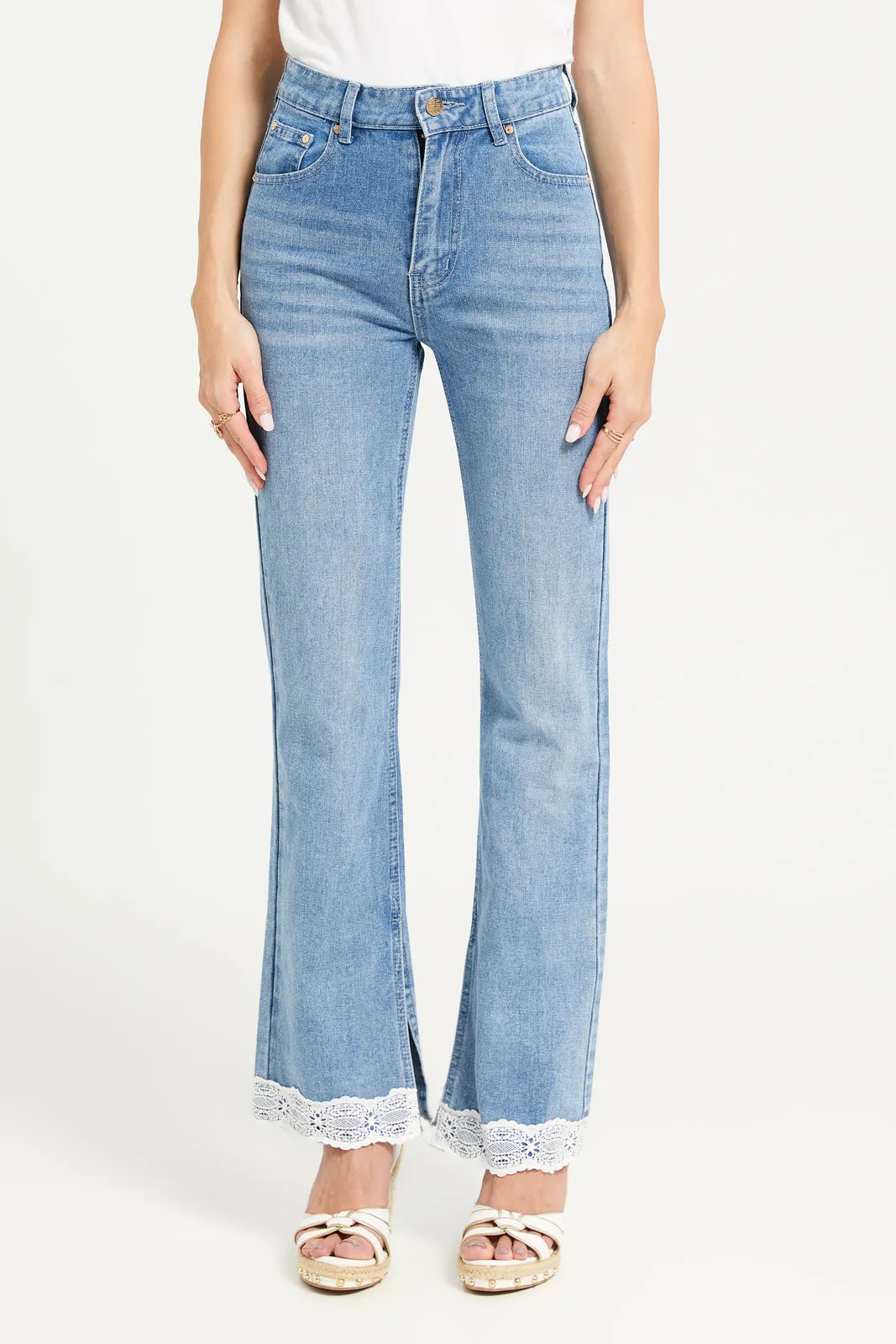 Women Blue Denim With Embroidered Detailing Jeans sold by Redtag