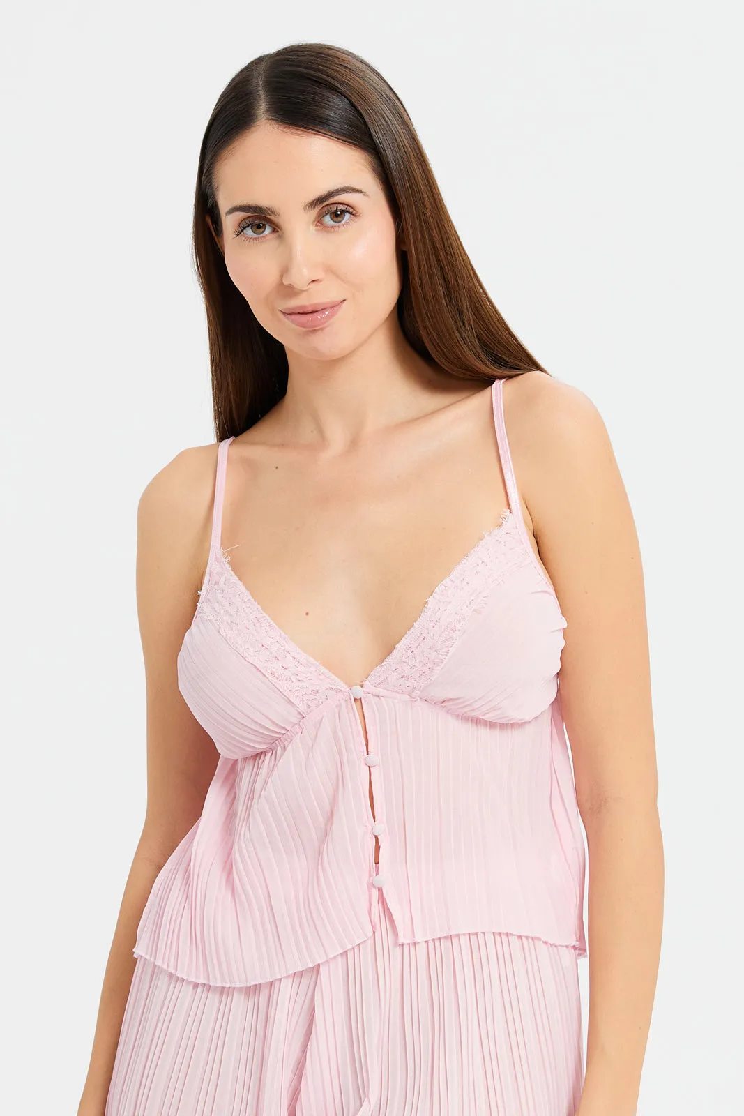 Women Pink Pleated Cami Set (2 Piece) sold by Redtag product image thumbnail 2