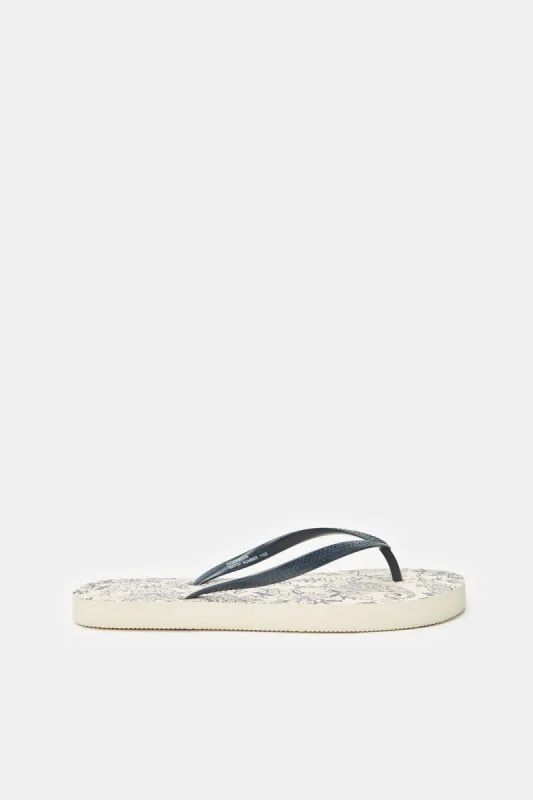 Women Navy Paisley Print Flip Flop sold by Redtag