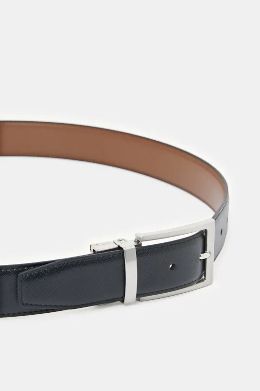 Men Black And Tan Belt With Twist Buckle sold by Redtag