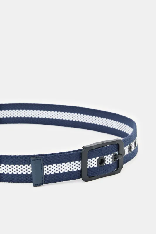 Men Navy And White Elastic Belt sold by Redtag
