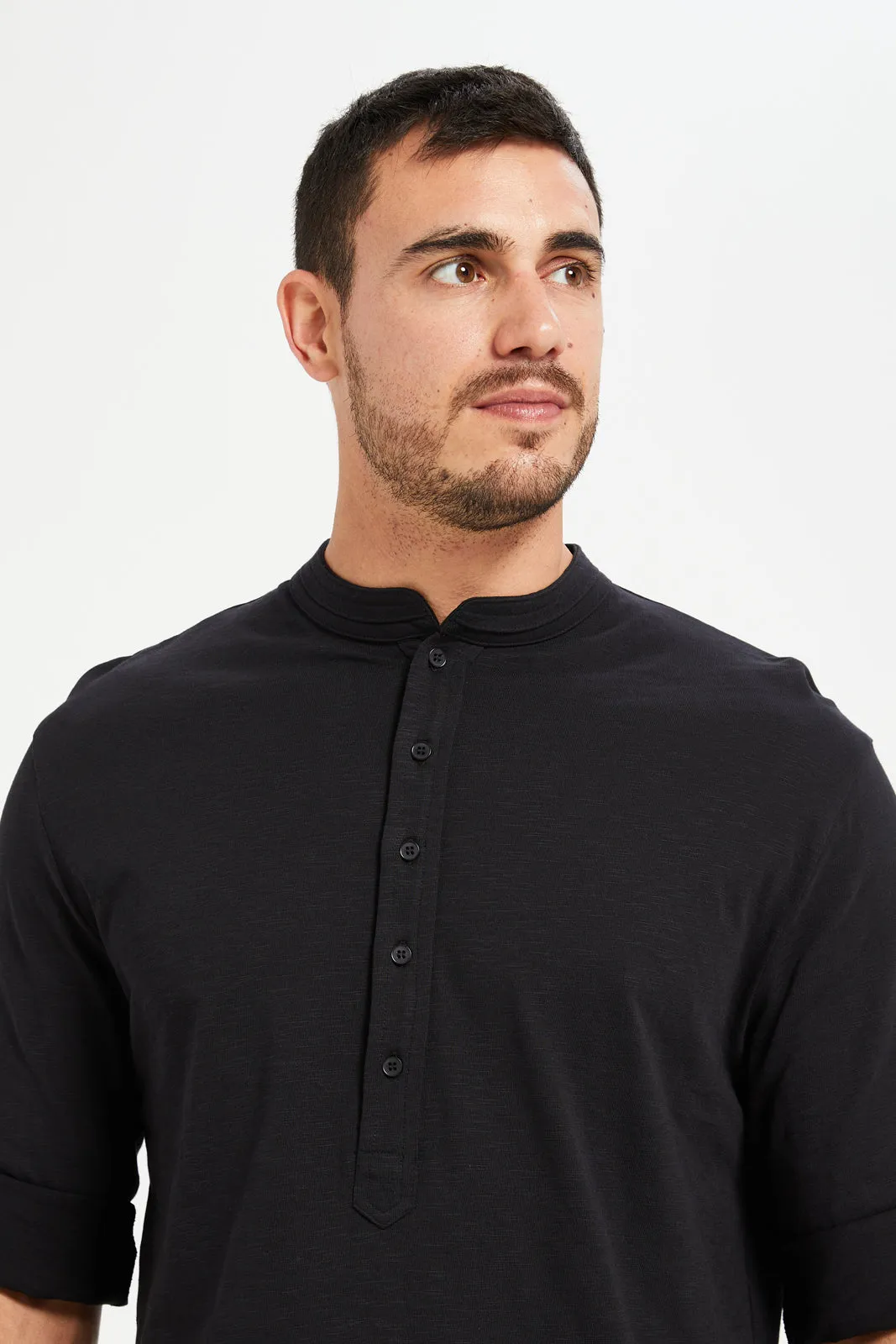 Men Black Kurta T-Shirt sold by Redtag product image thumbnail 2