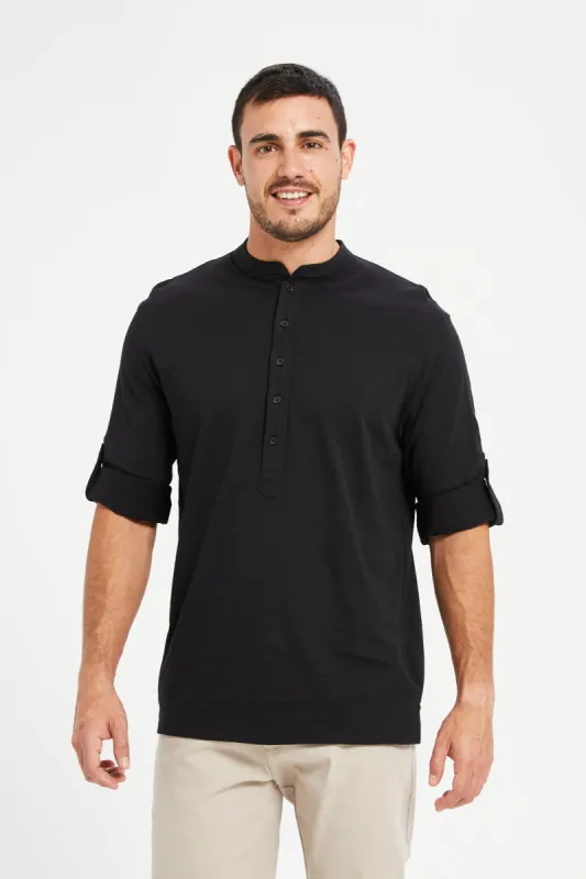 Men Black Kurta T-Shirt sold by Redtag