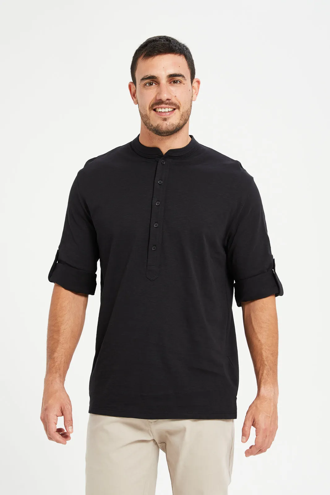 Men Black Kurta T-Shirt sold by Redtag