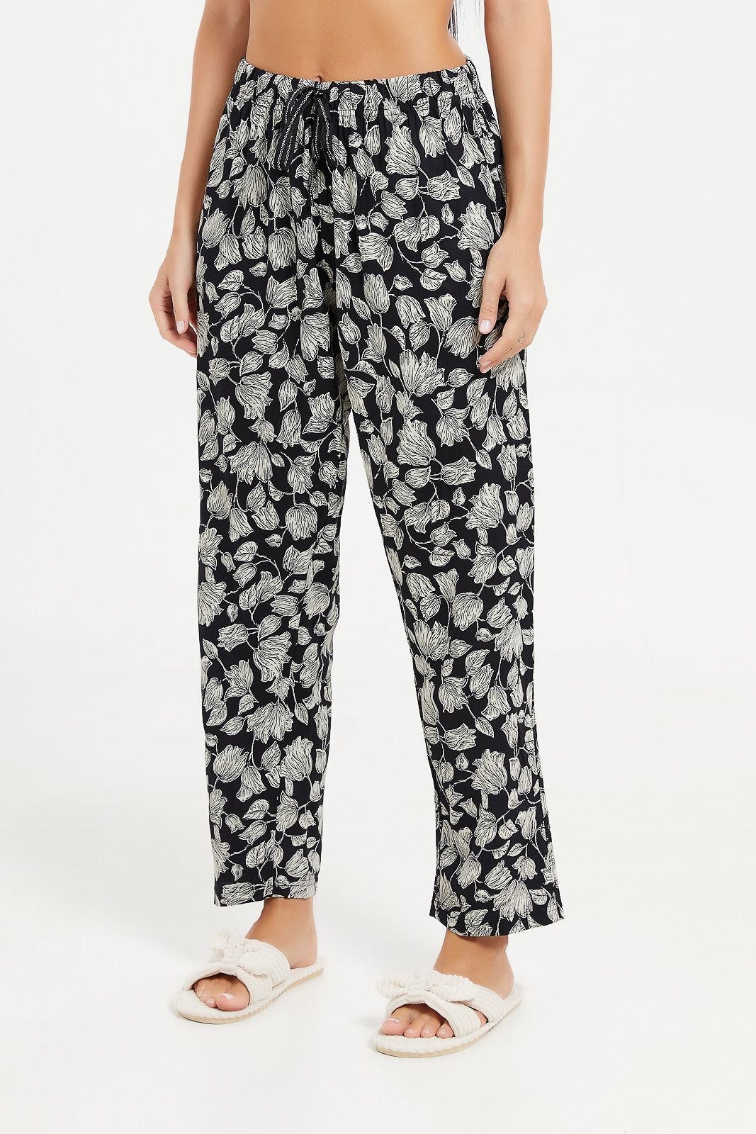 Women Black Printed Pajama Bottom sold by Redtag