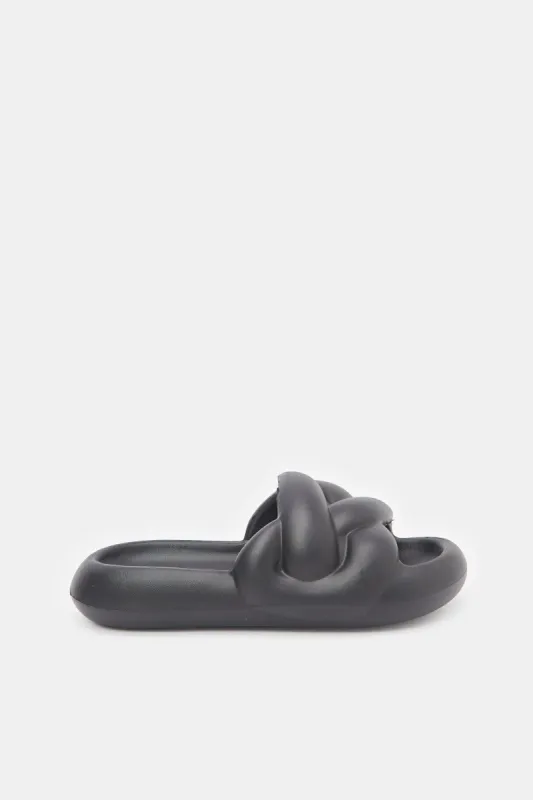 Women Black Moulded Slide sold by Redtag