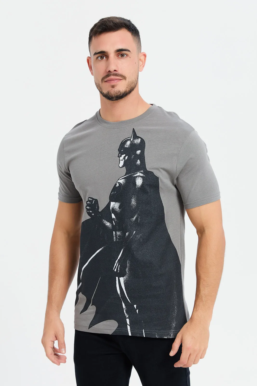 Men Grey Batman Print T-Shirt sold by Redtag