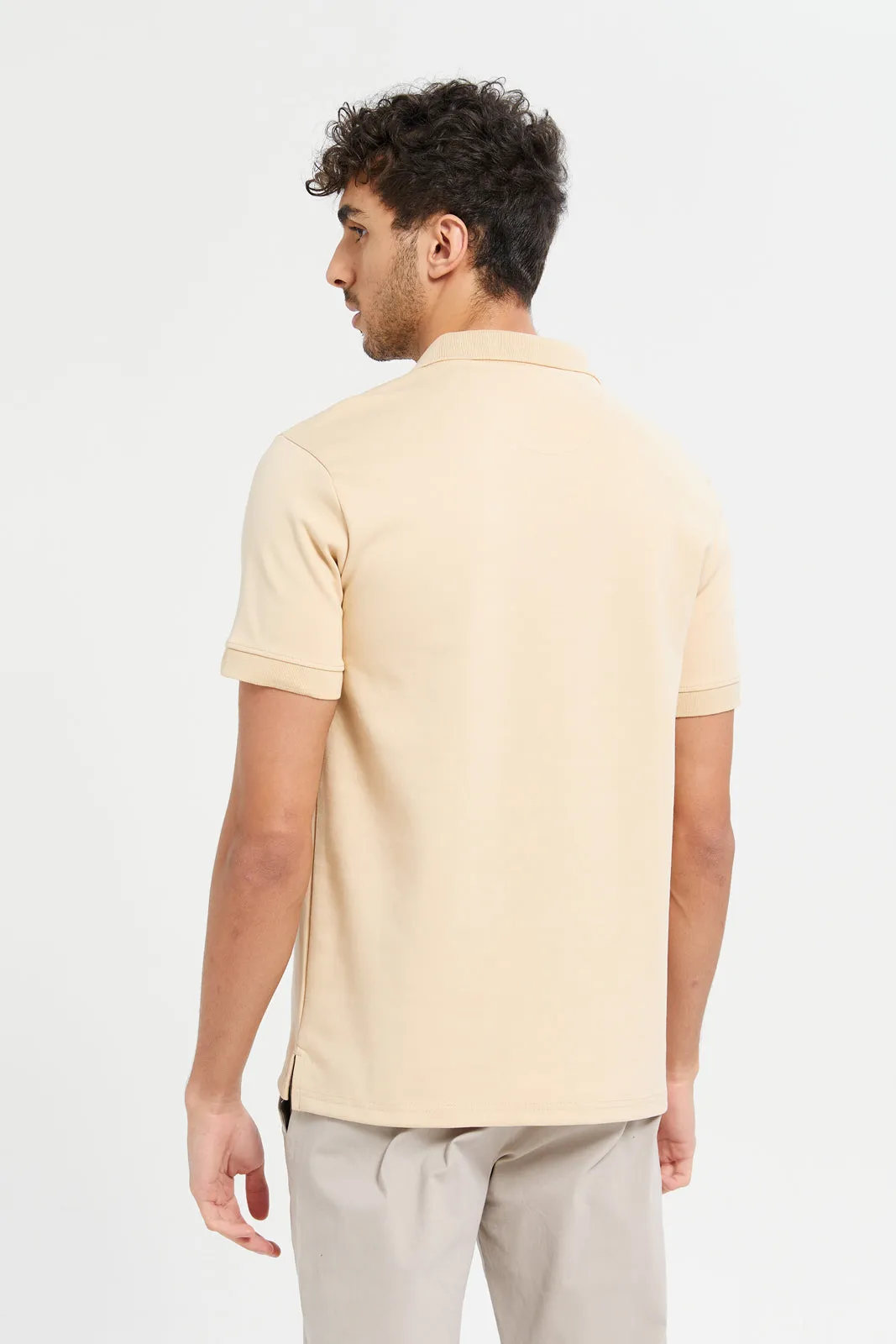 Men Beige Polo Shirt sold by Redtag product image thumbnail 3