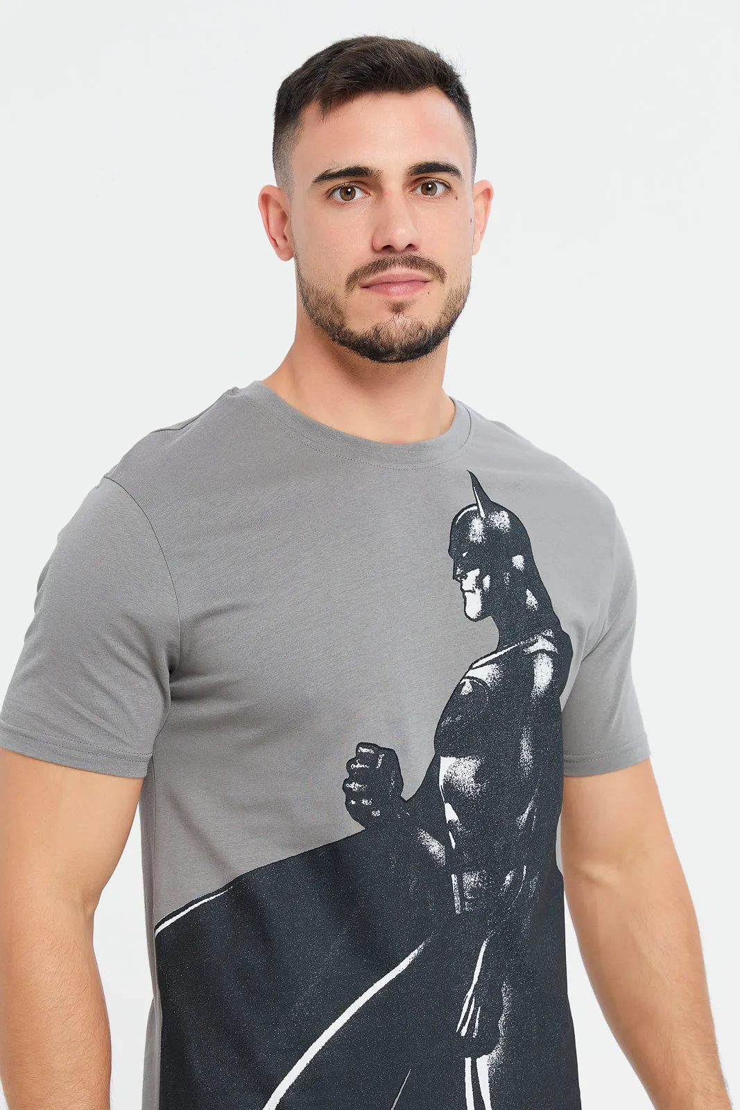 Men Grey Batman Print T-Shirt sold by Redtag product image thumbnail 4