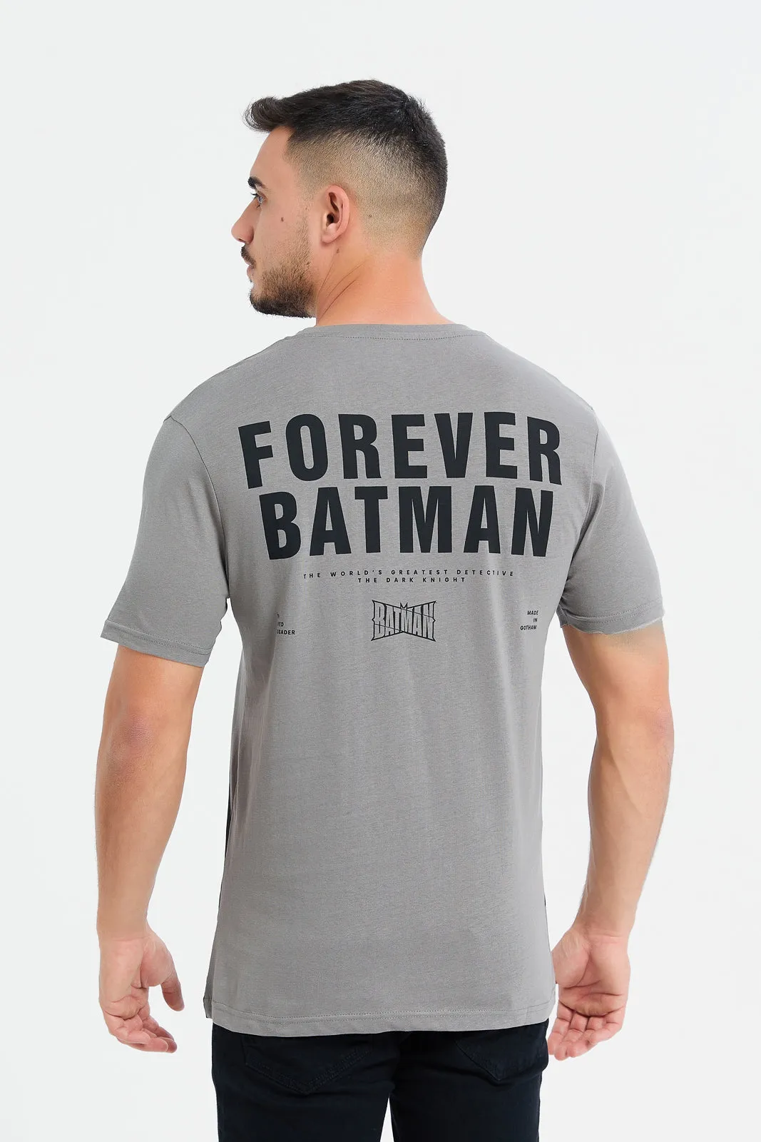 Men Grey Batman Print T-Shirt sold by Redtag product image thumbnail 3