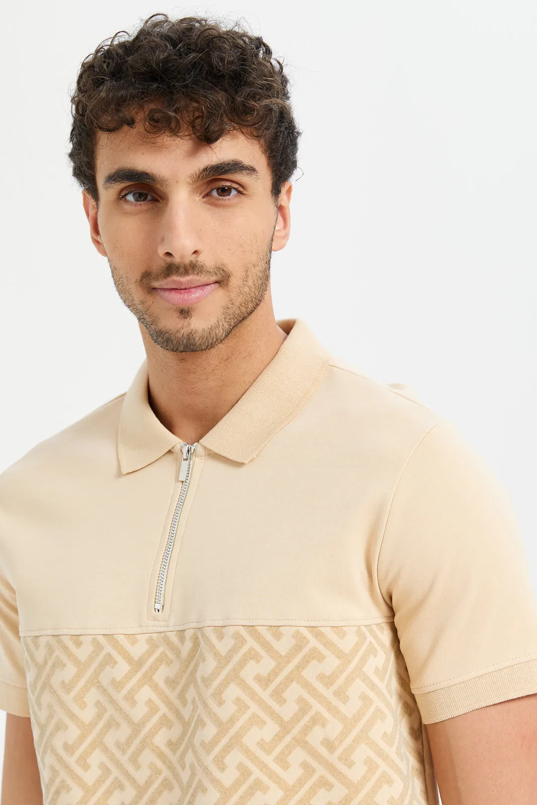 Men Beige Polo Shirt sold by Redtag product image thumbnail 4