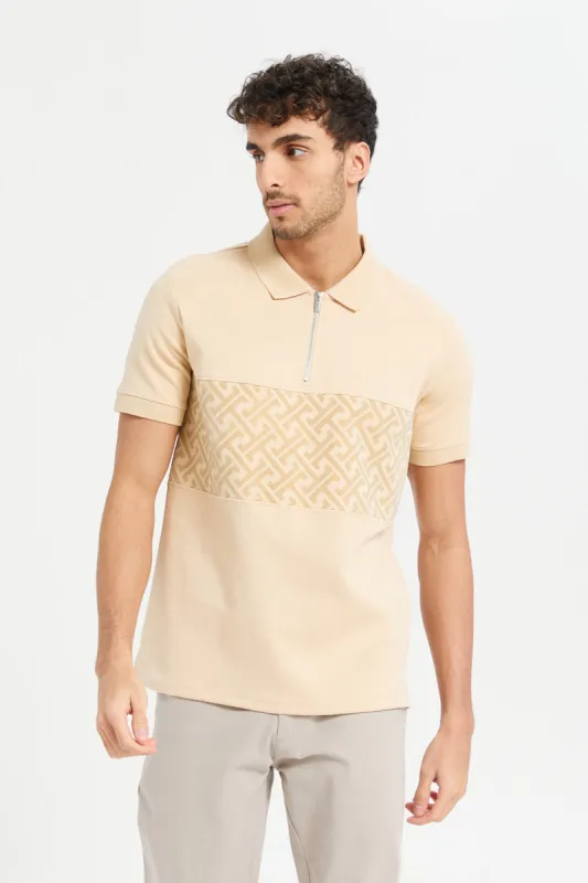 Men Beige Polo Shirt sold by Redtag