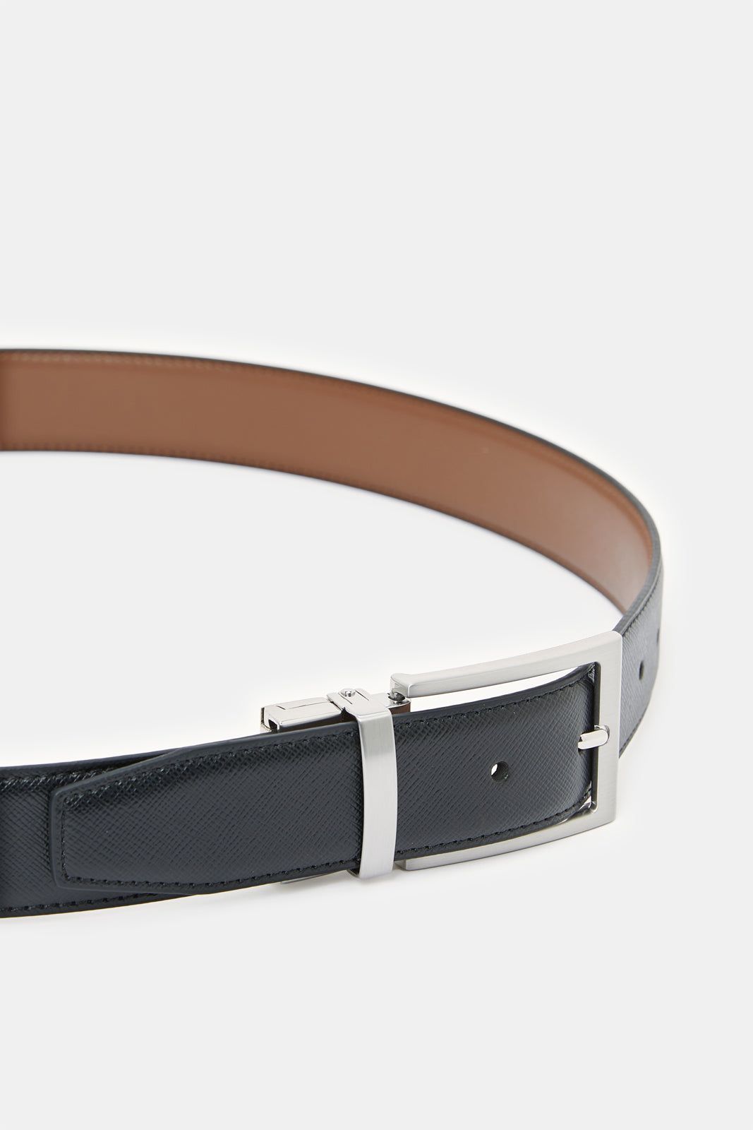 Men Black And Tan Belt With Twist Buckle sold by Redtag