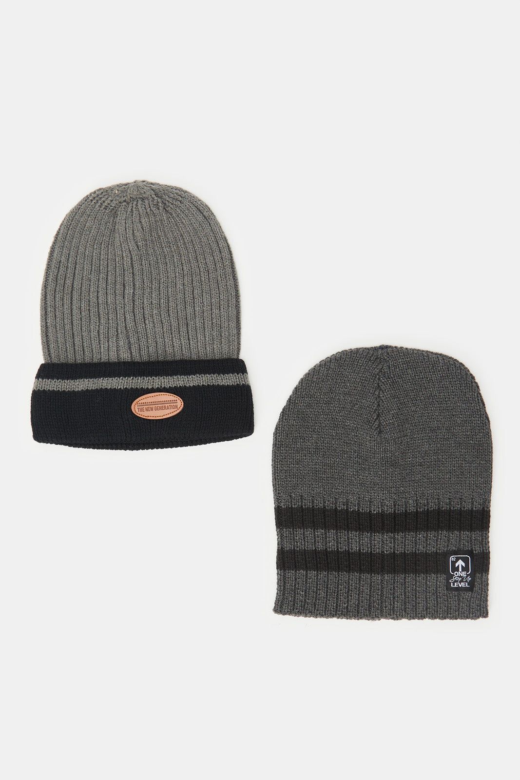 Men Grey Knitted Cap Set (Pack of 2) sold by Redtag