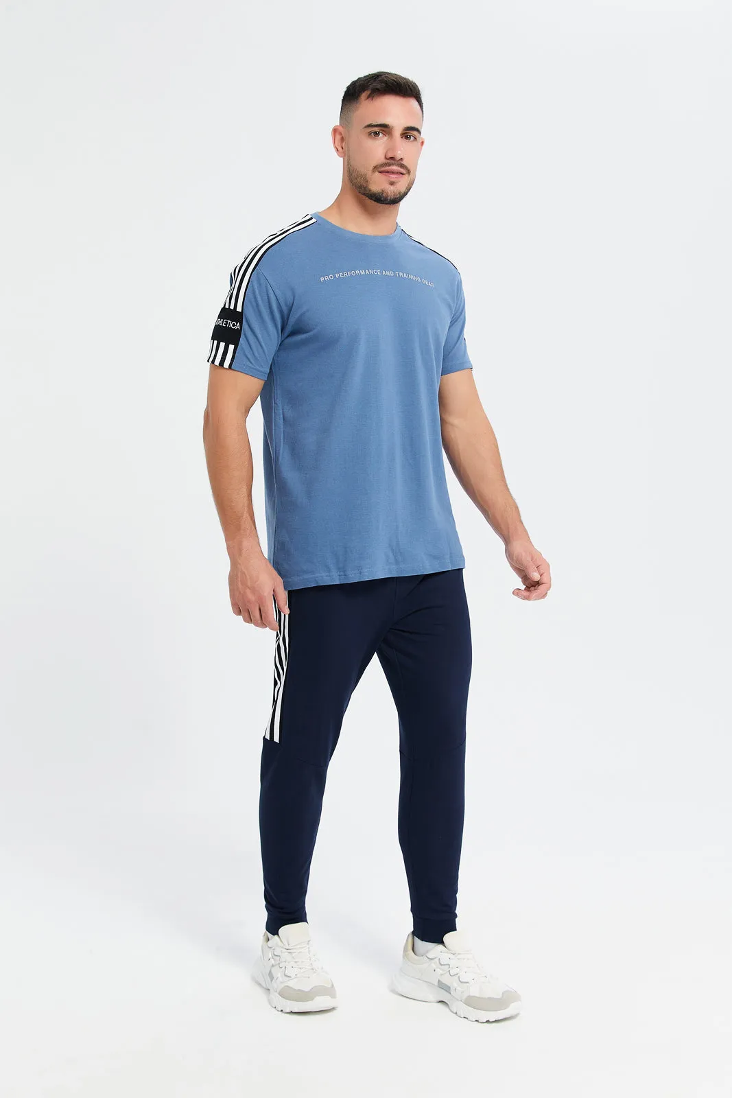 Men Blue Chest Print Active T-Shirt sold by Redtag product image thumbnail 2