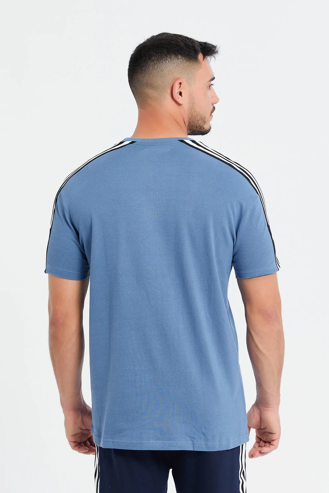 Men Blue Chest Print Active T-Shirt sold by Redtag product image thumbnail 3