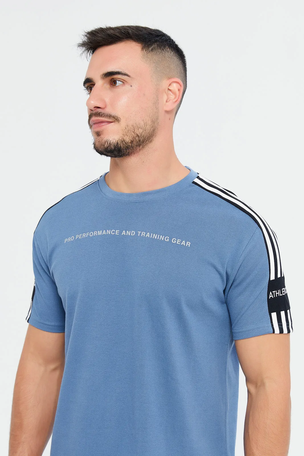 Men Blue Chest Print Active T-Shirt sold by Redtag product image thumbnail 4