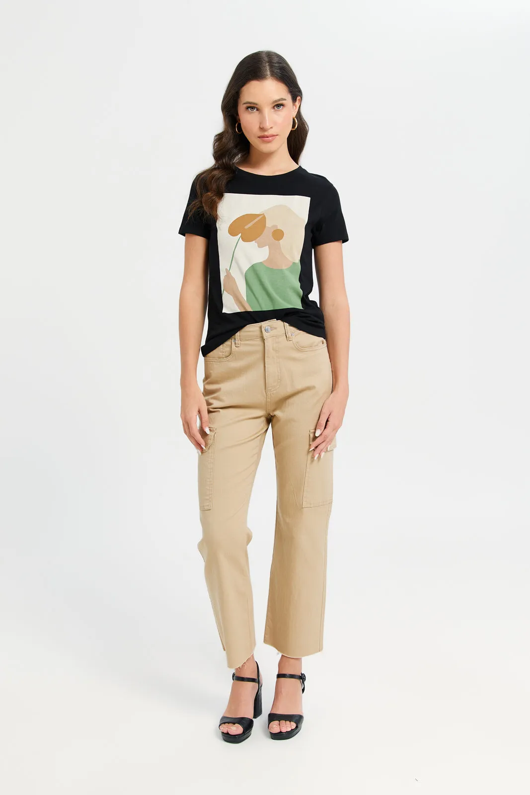 Women Black Escape Printed T-Shirt sold by Redtag product image thumbnail 2