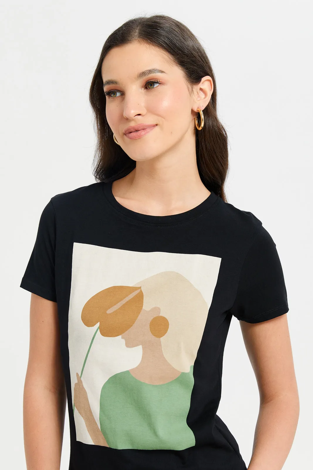 Women Black Escape Printed T-Shirt sold by Redtag product image thumbnail 4