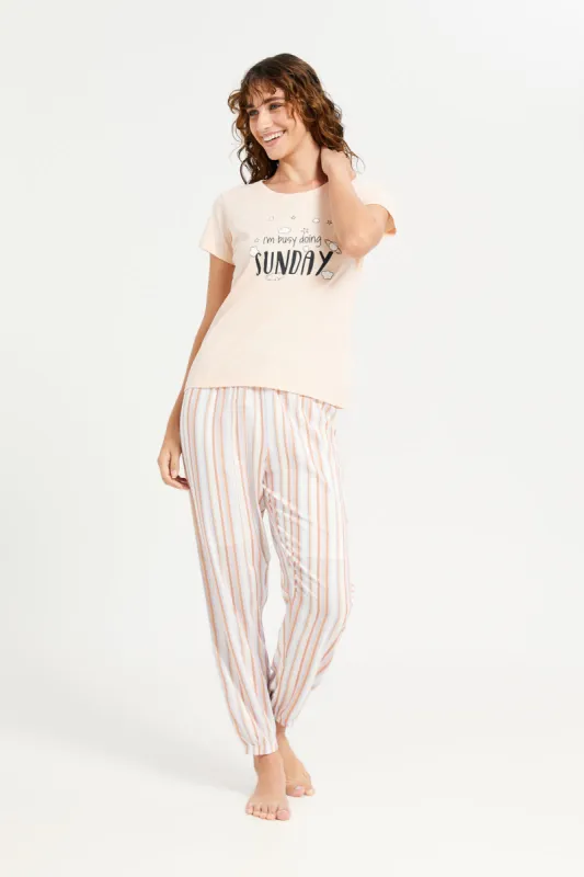 Women Pink Sunday Pyjama Set (2 Piece) sold by Redtag