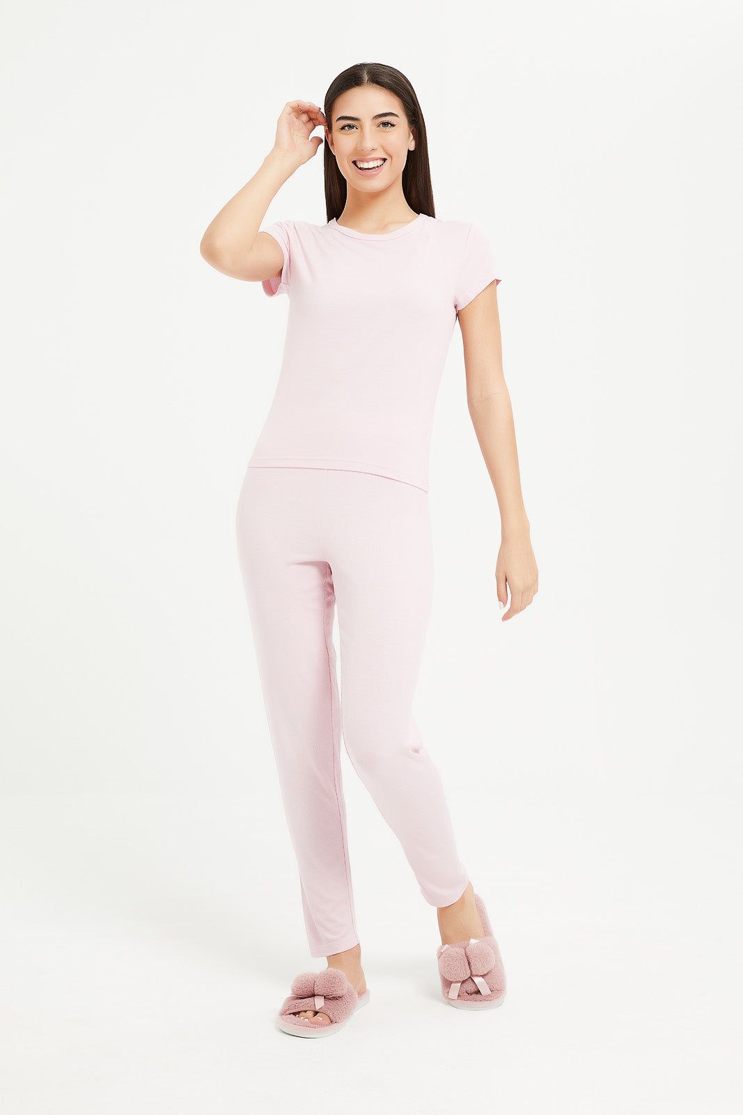 Women Pink Solid Pyjama Set (2 Piece) sold by Redtag