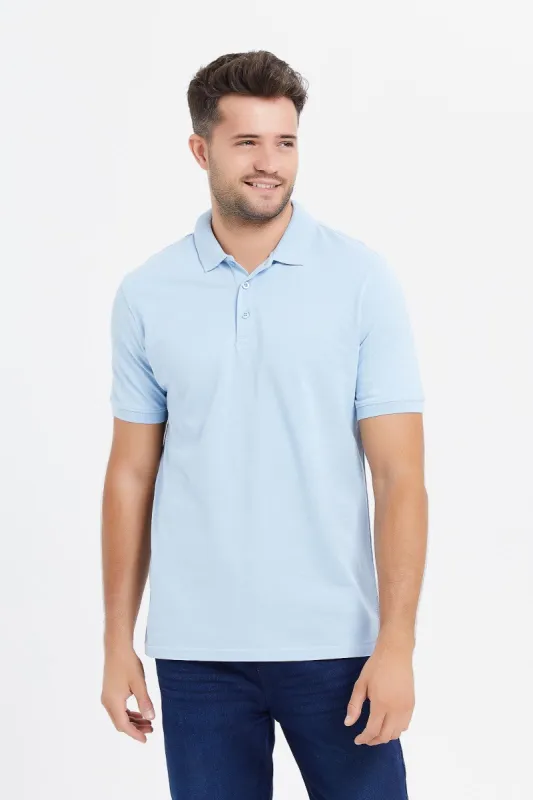 Men Blue Basic Polo Shirt sold by Redtag