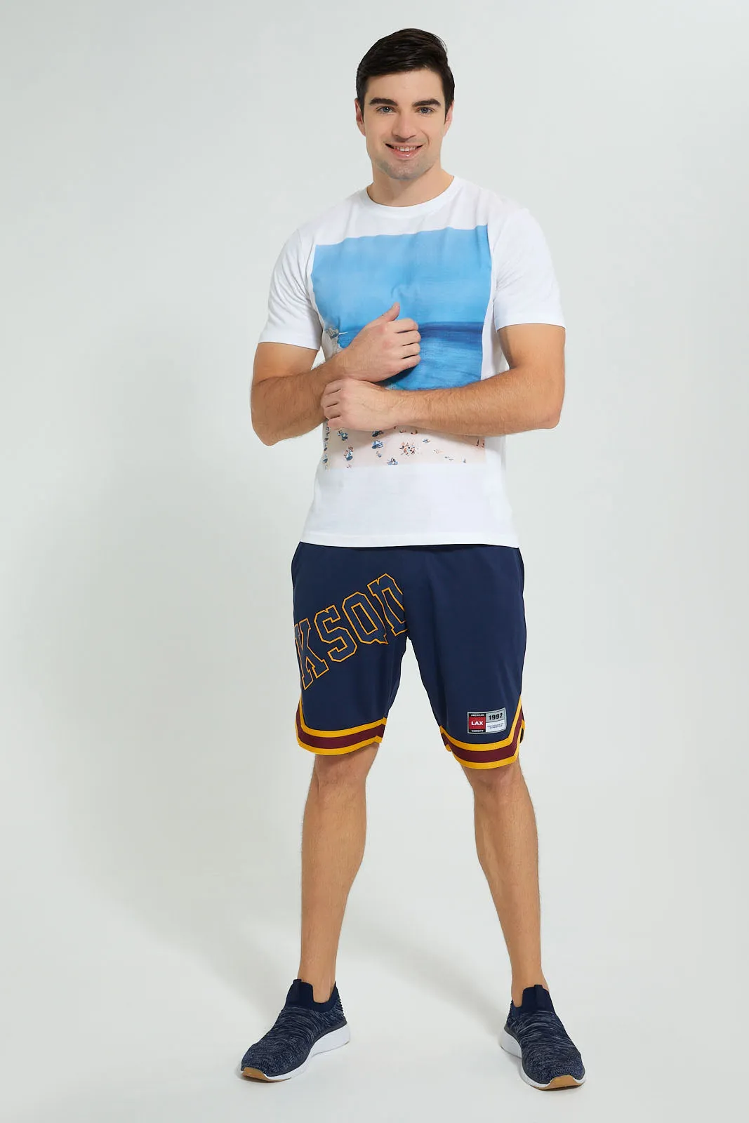 Navy Sports Short sold by Redtag product image thumbnail 2