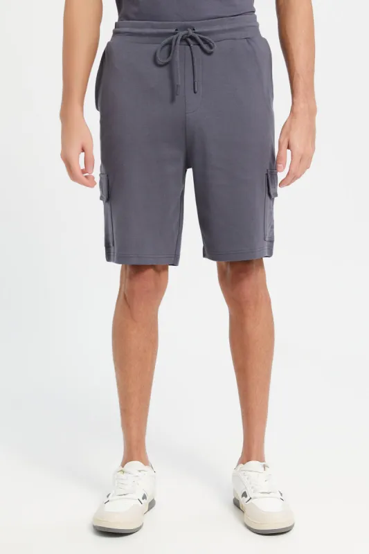 Men Charcoal Cargo Shorts sold by Redtag