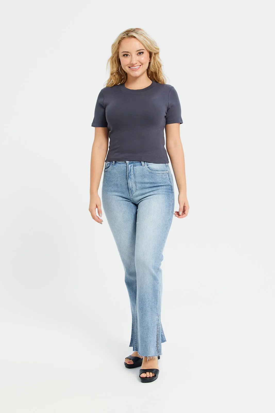 Women Flared Leg Jeans With Bottom Slit sold by Redtag product image thumbnail 2