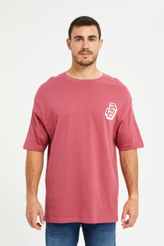 Men Pink HD Oversized Printed T-Shirt sold by Redtag