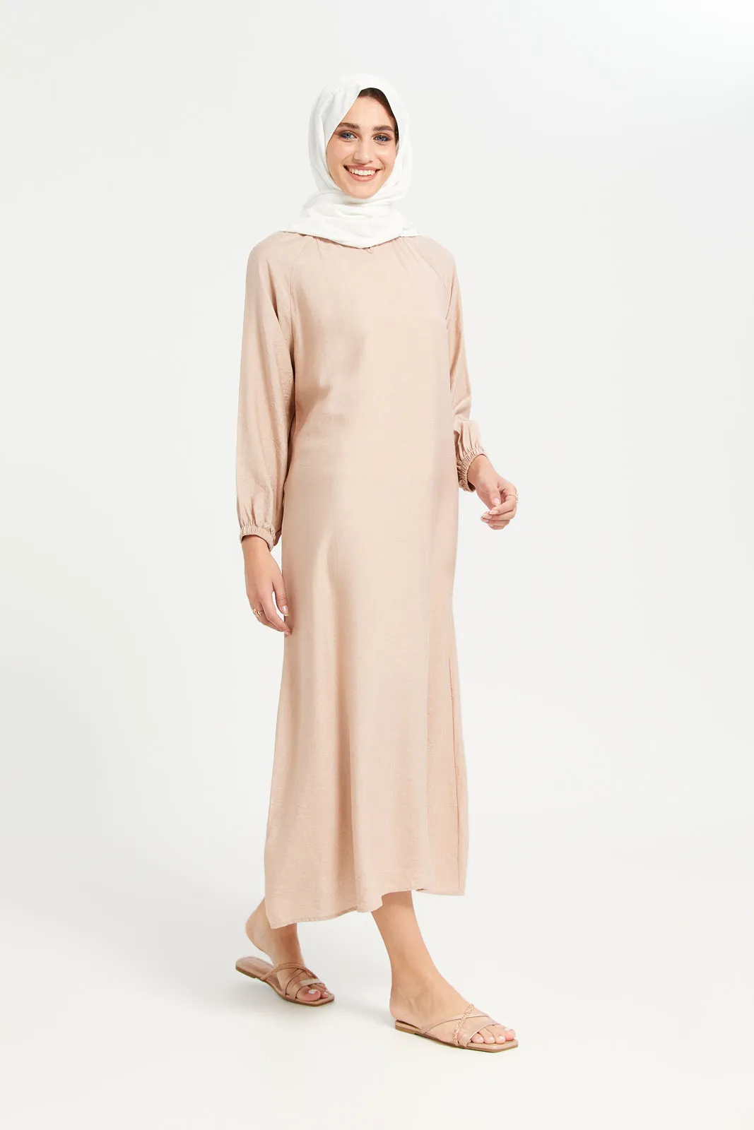 Women Peach Key Hole Neck Detail Kaftan Dress sold by Redtag product image thumbnail 4