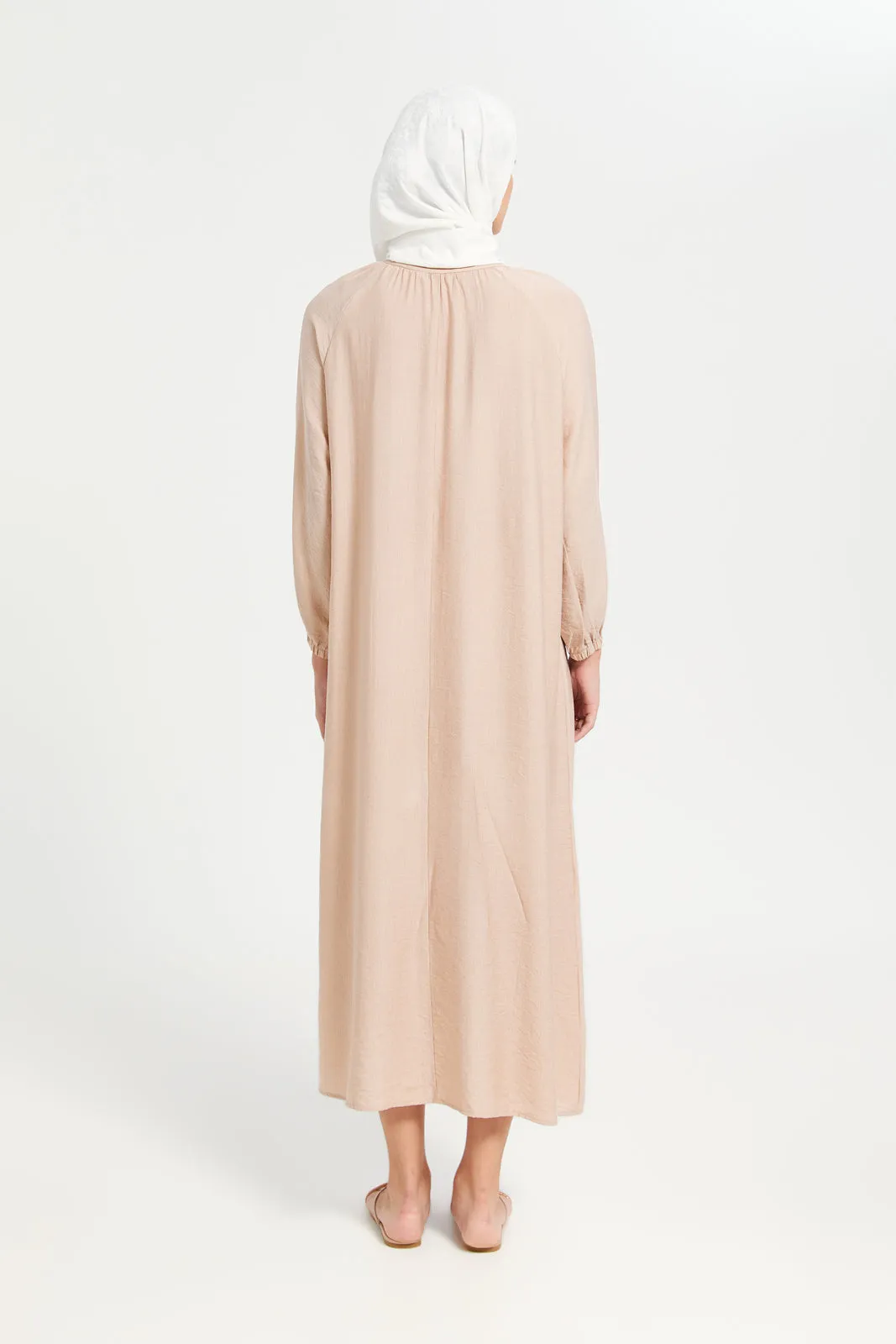 Women Peach Key Hole Neck Detail Kaftan Dress sold by Redtag product image thumbnail 3