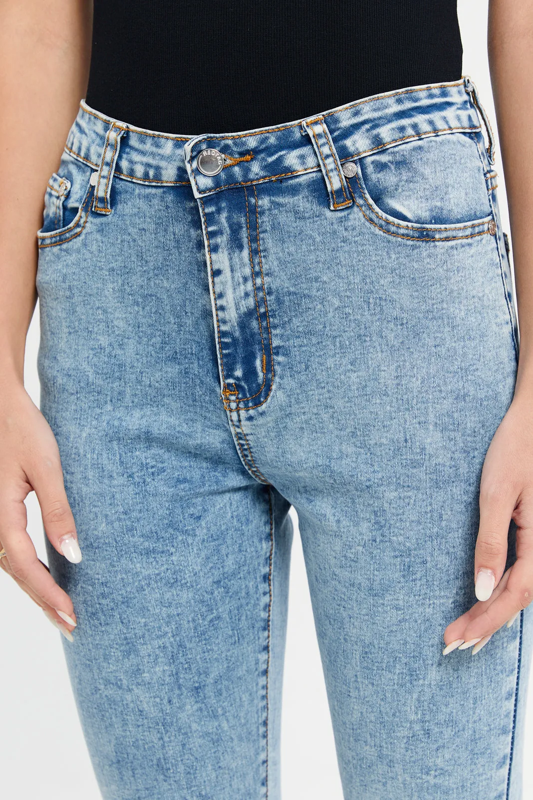 Women Blue Flare Slit Jeans sold by Redtag product image thumbnail 4