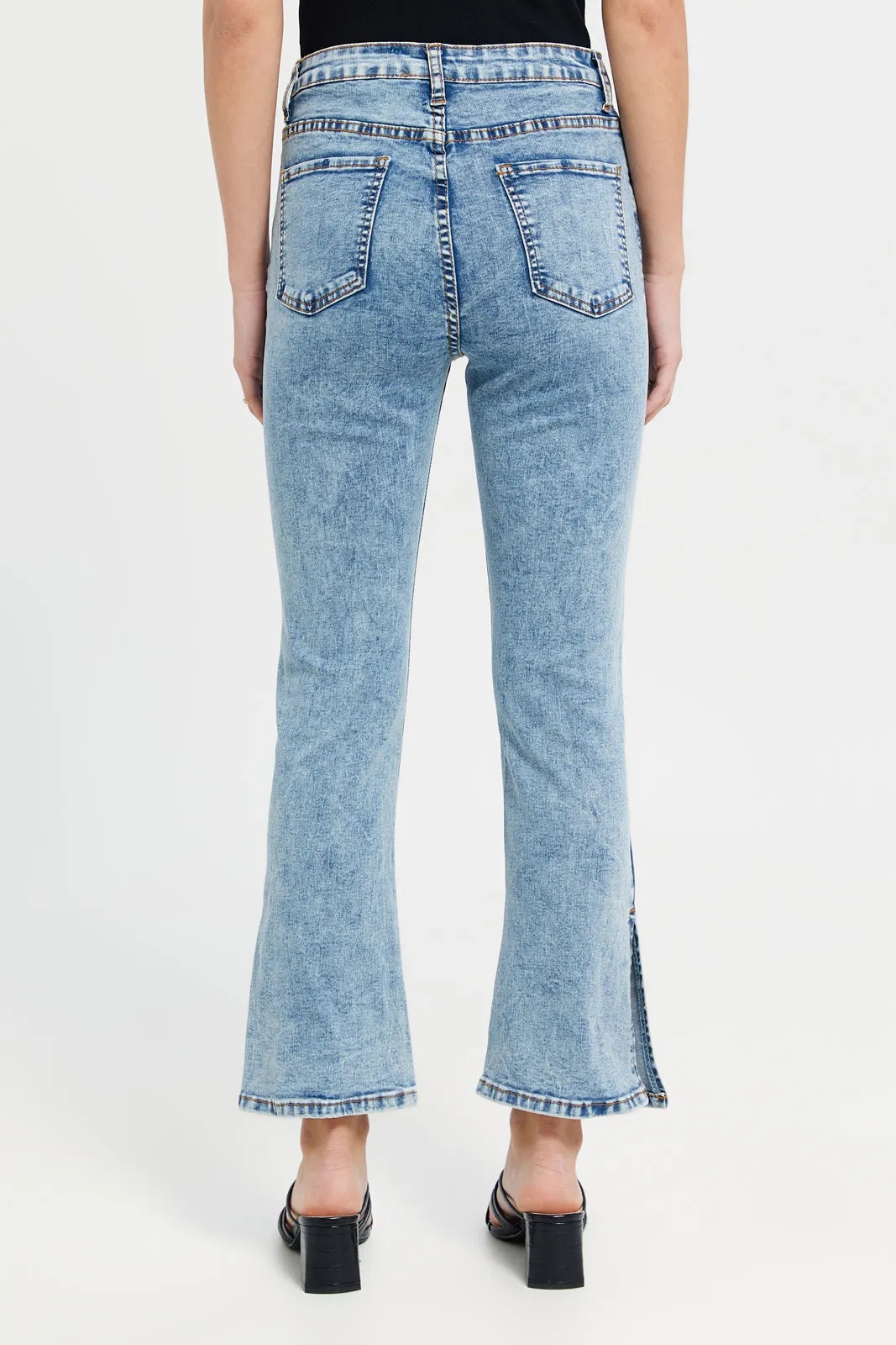 Women Blue Flare Slit Jeans sold by Redtag product image thumbnail 3